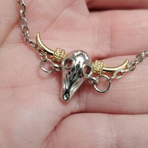 Silver tone buffalo head bracelet